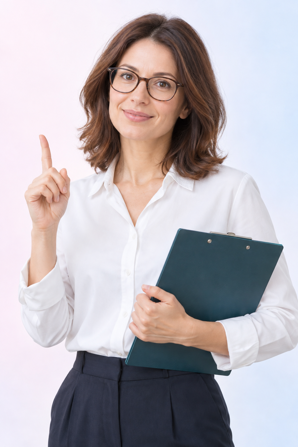 Healthcare educator holding a clipboard