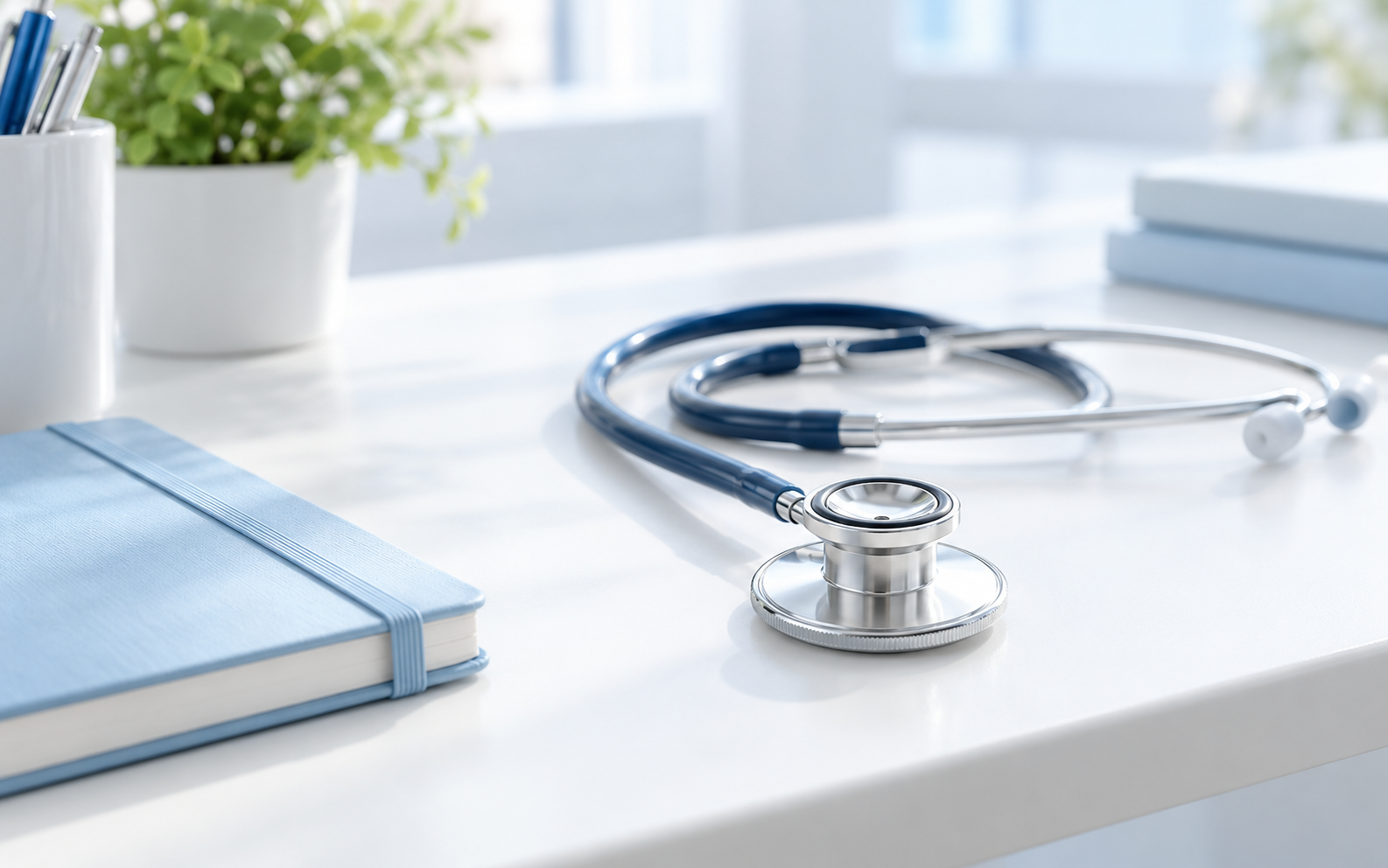 Stethoscope on a bright desk