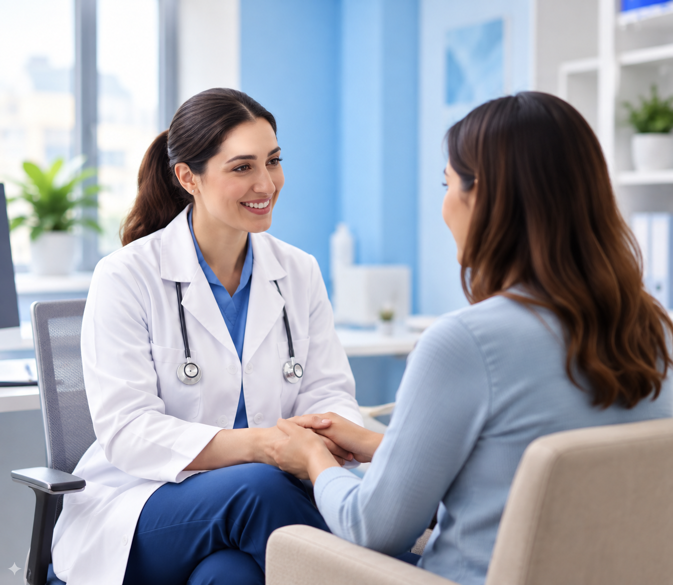 Clinician speaking with patient